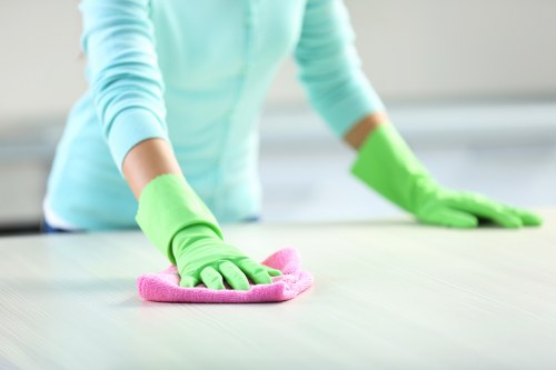 Deep cleaning a fabric sofa during upholstery cleaning in Docklands