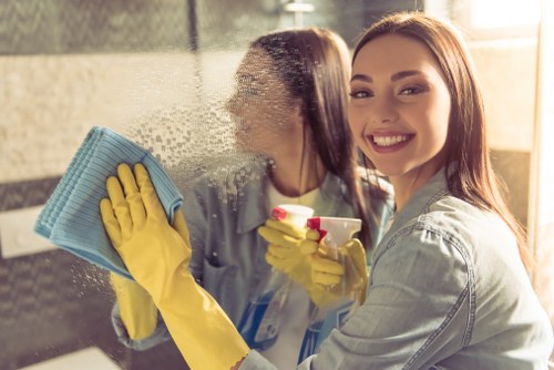 After-hours office cleaning in a Docklands business tower