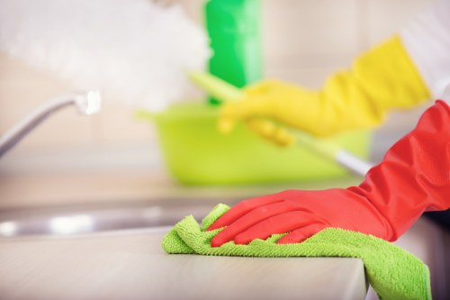 Docklands cleaning service team preparing a tidy living room